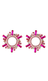 ANISA CRYSTAL HOOP EARRINGS IN PINK