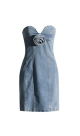 STRAPLESS DENIM MINI DRESS Dresses Oh CICI 