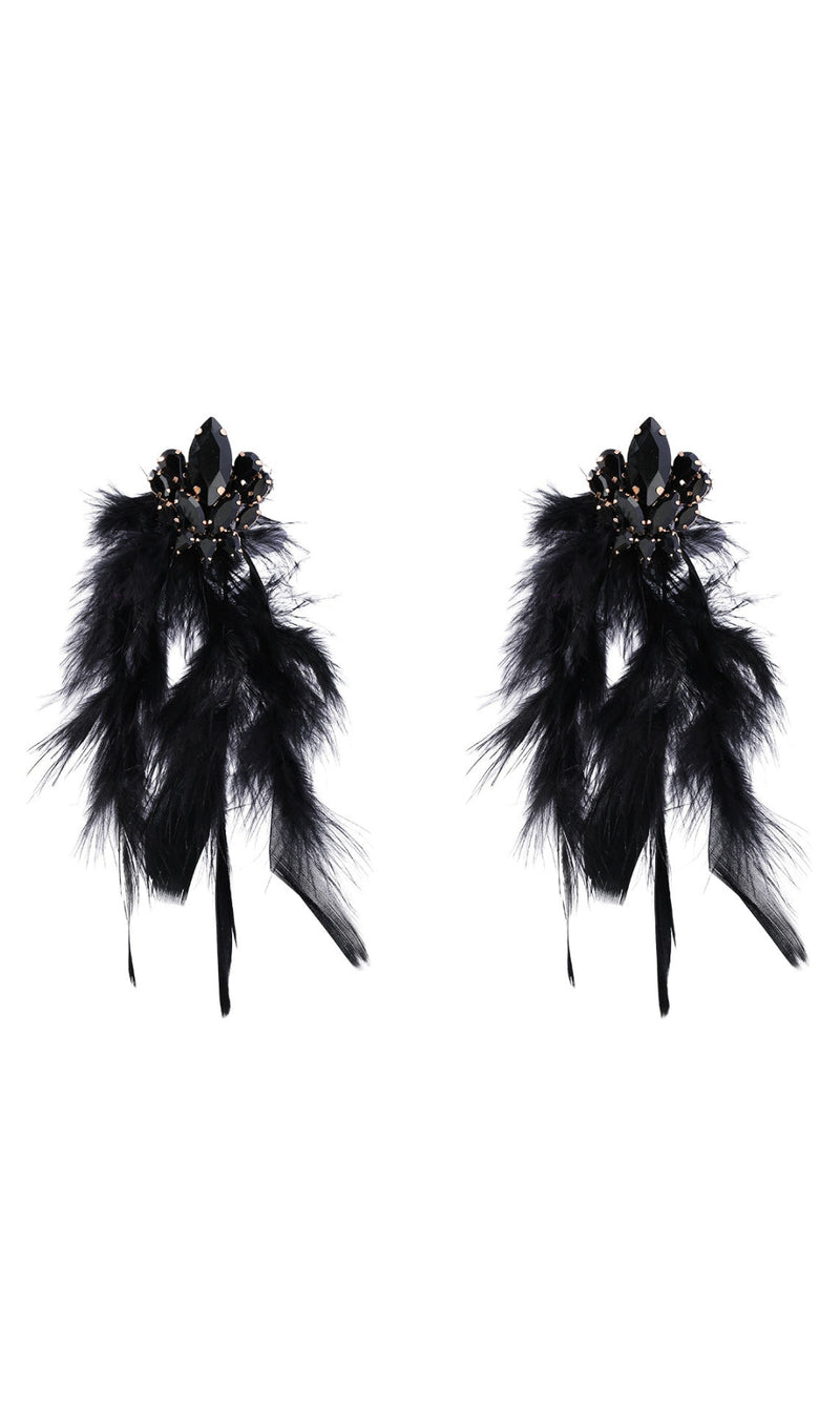 RHINESTONE FEATHER EARRINGS