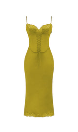 CHARTREUSE SATIN SLIP DRESS styleofcb 