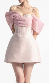 STRAP CORSET MINI DRESS IN PINK