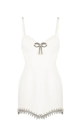 BANDAGE DIAMOND STRAPPY MINI DRESS IN WHITE