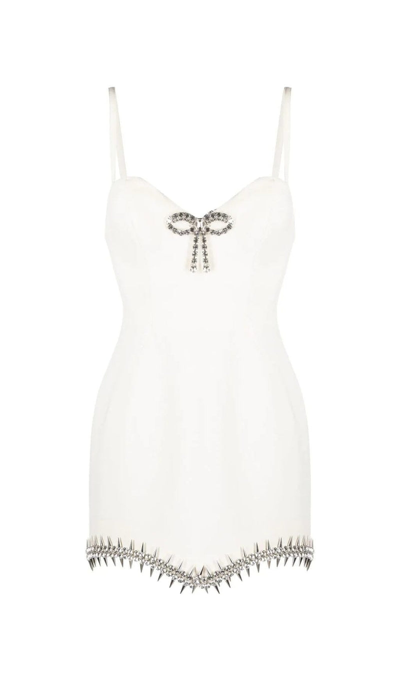 BANDAGE DIAMOND STRAPPY MINI DRESS IN WHITE