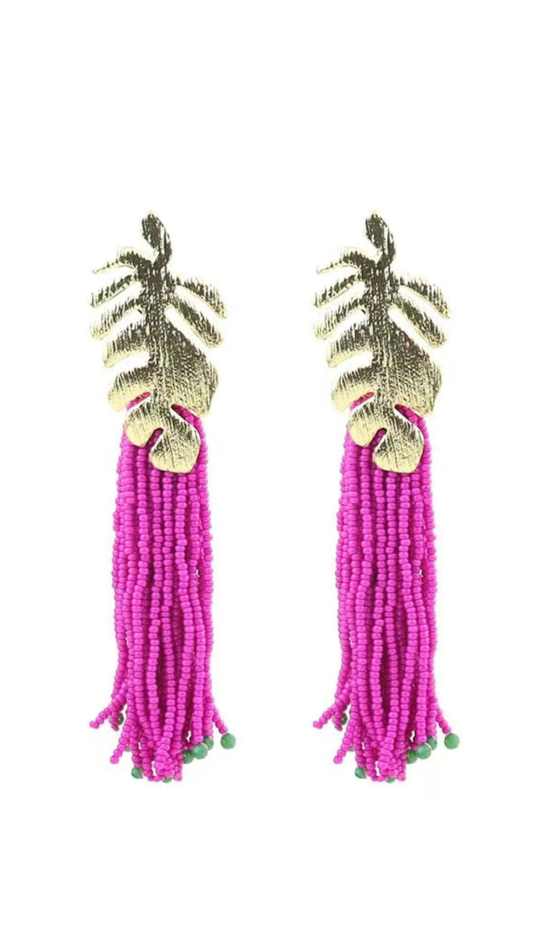 TASSEL EARRINGS IN HOT PINK