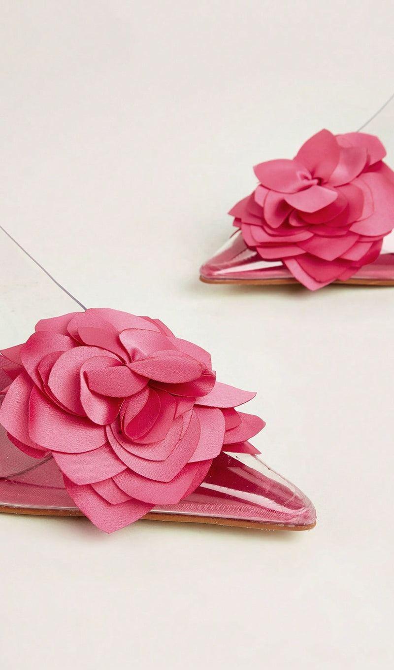 PINK FLOWER DECOR HEELS