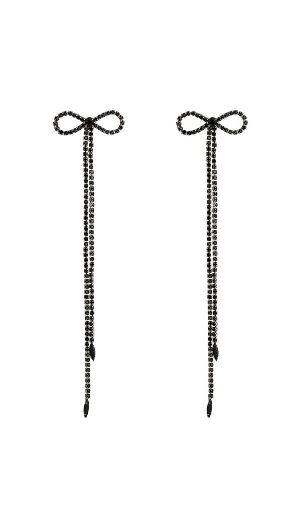 RHINESTONE BOW LONG CHAIN EARRINGS Earrings styleofcb 