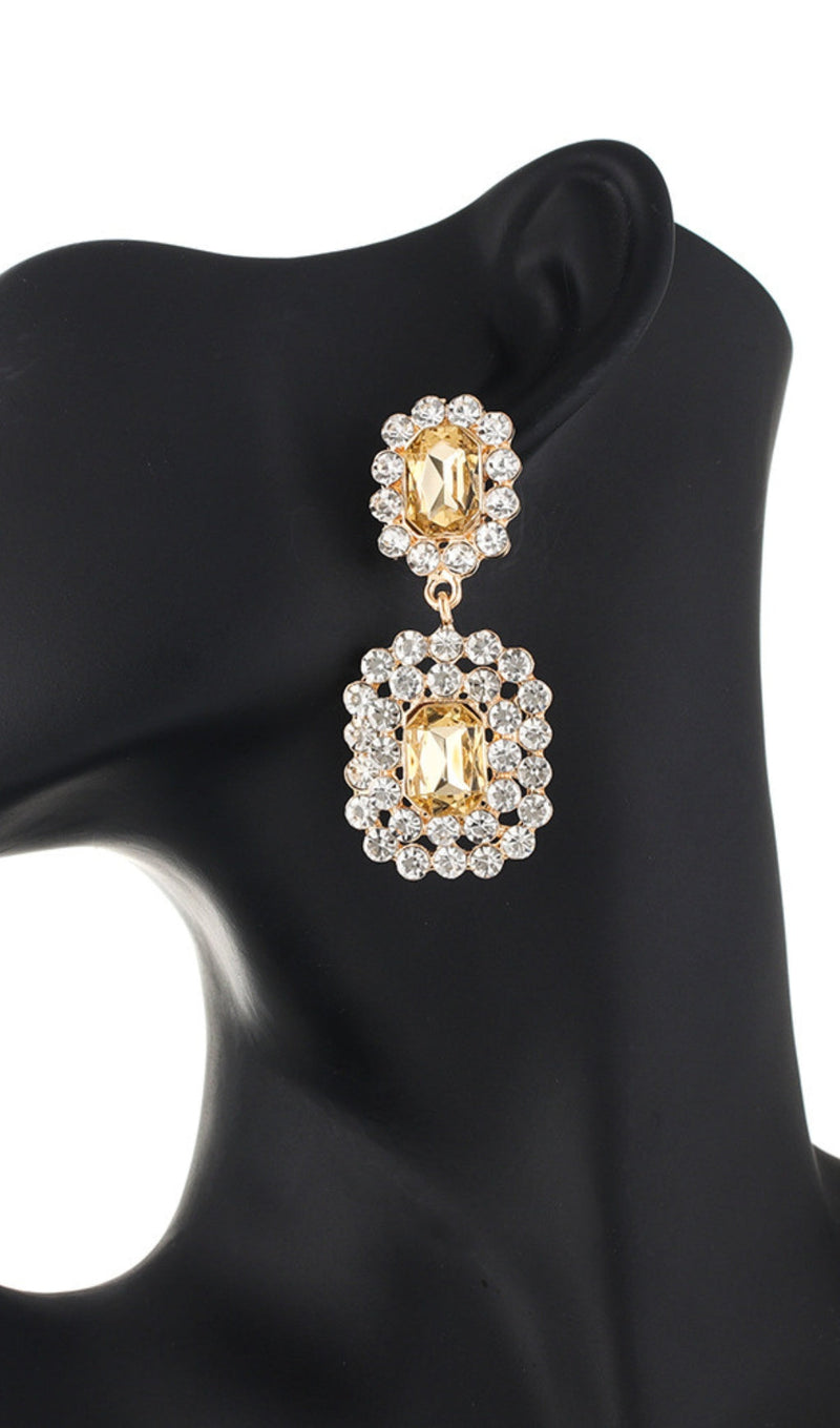 HUNTER RHINESTONE GEM DROP EARRINGS IN CHAMPAGNE