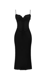 BLACK SATIN SLIP DRESS styleofcb 