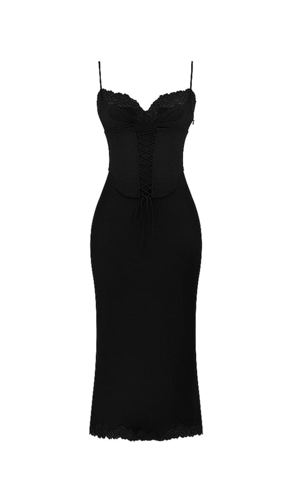 BLACK SATIN SLIP DRESS styleofcb 