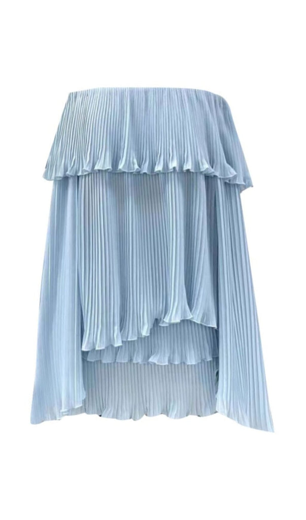 TIERED OFF-SHOULDER TWO PIECE SET IN BLUE DRESS STYLE OF CB 