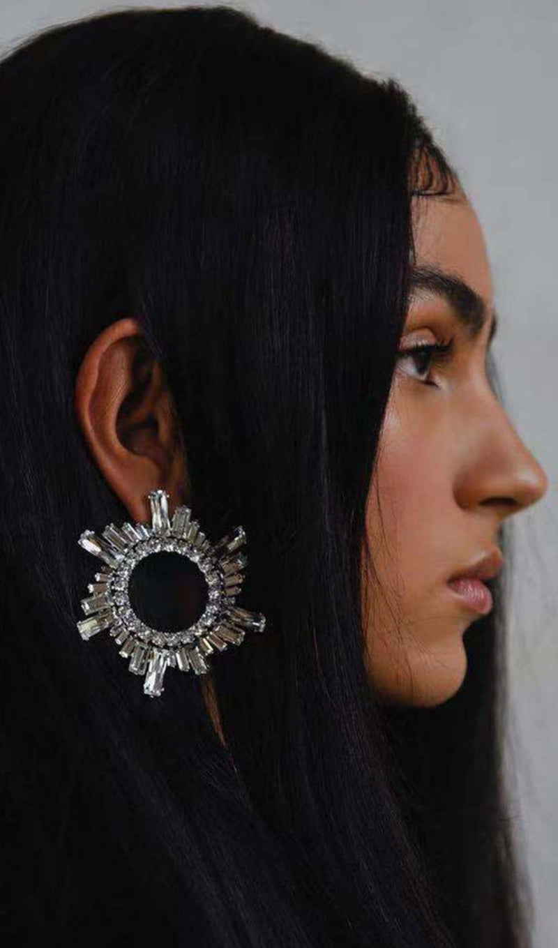 ANISA CRYSTAL HOOP EARRINGS IN SILVER