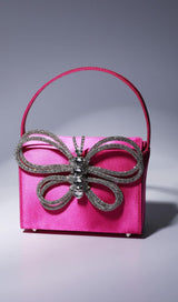 CRYSTAL BUTTERFLY CLUTCH IN HOT PINK