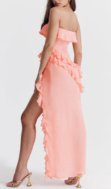 APRICOT RUFFLE MAXI DRESS