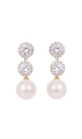 PEARL EARRINGS WITH ZIRCON FLOWERS