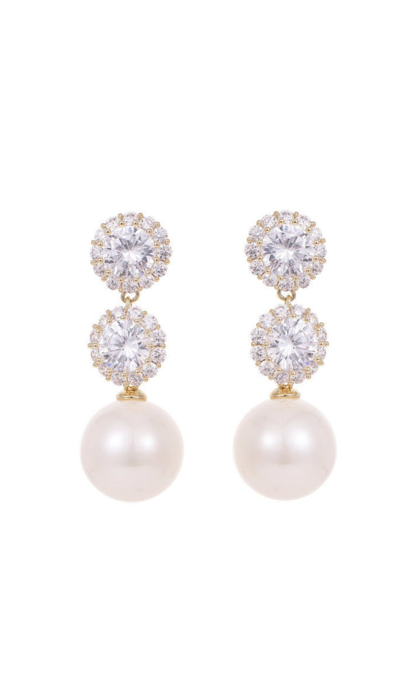 PEARL EARRINGS WITH ZIRCON FLOWERS