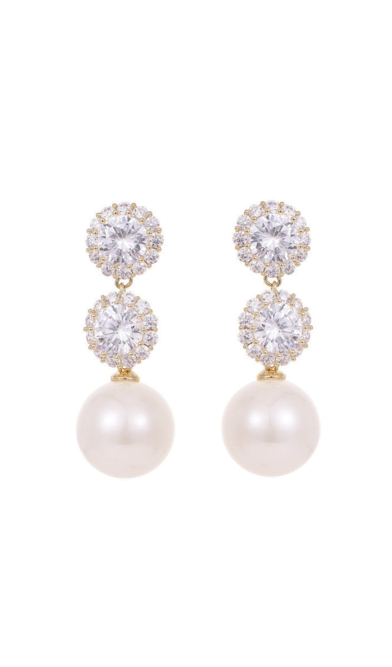 PEARL EARRINGS WITH ZIRCON FLOWERS