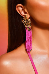 TASSEL EARRINGS IN HOT PINK