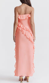 APRICOT RUFFLE MAXI DRESS