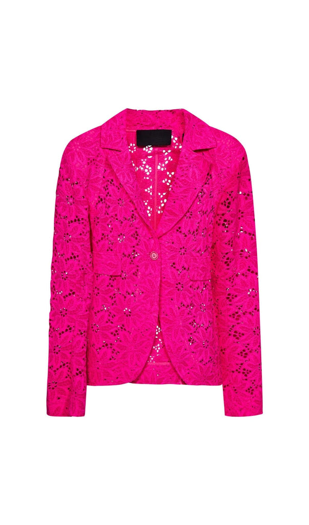 FLORAL-EMBROIDERED LACE TWO-PIECE SUIT IN PINK DRESS STYLE OF CB 