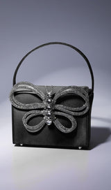 CRYSTAL BUTTERFLY CLUTCH IN BLACK