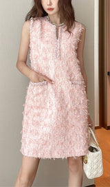 SLEEVELESS VEST DRESS IN PINK