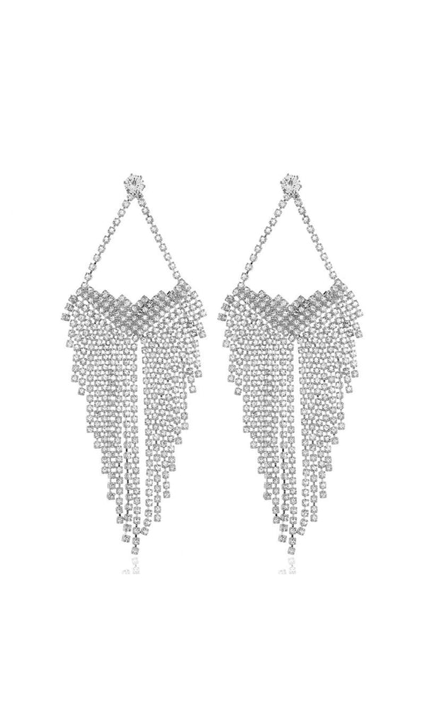 SILVER STATEMENT TEARDROP TASSEL EARRINGS JEWELLERY styleofcb 