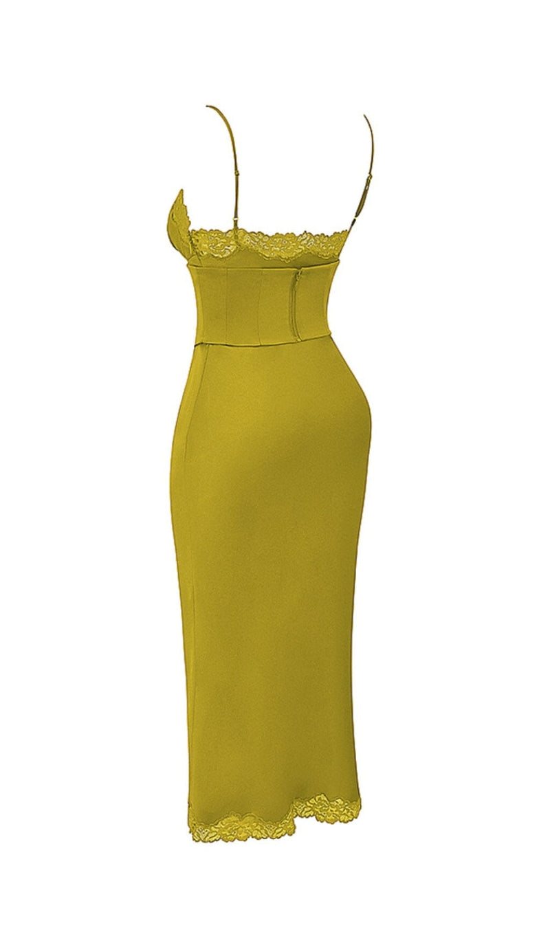 CHARTREUSE SATIN SLIP DRESS styleofcb 