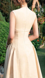 SLEEVELESS CORSET MIDI DRESS IN BEIGE DRESS STYLE OF CB 