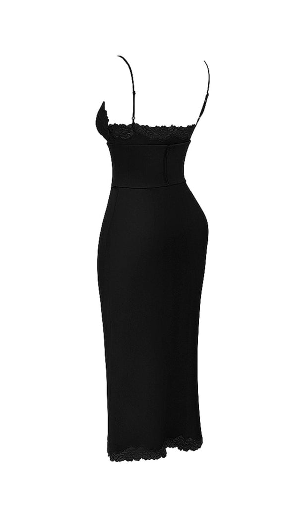 BLACK SATIN SLIP DRESS styleofcb 