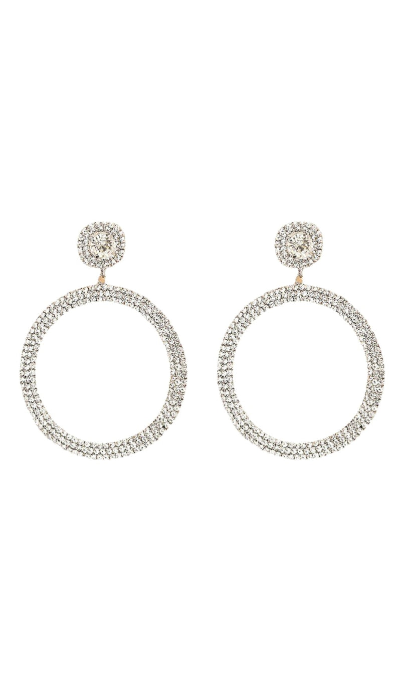 SILVER DIAMANTE HOOP DROP EARRINGS JEWELLERY styleofcb 