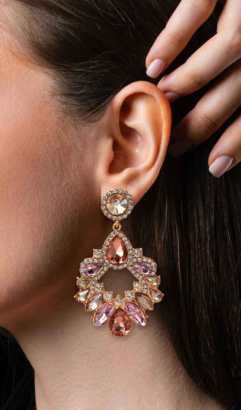 PINK CRYSTAL CHANDELIER DROP EARRINGS JEWELLERY styleofcb 