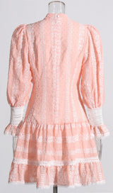 FLOUNCY RUFFLES SHORT CORSET DRESS IN PINK