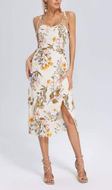 STRAPPY FLORAL PRINTED MIDI DRESS