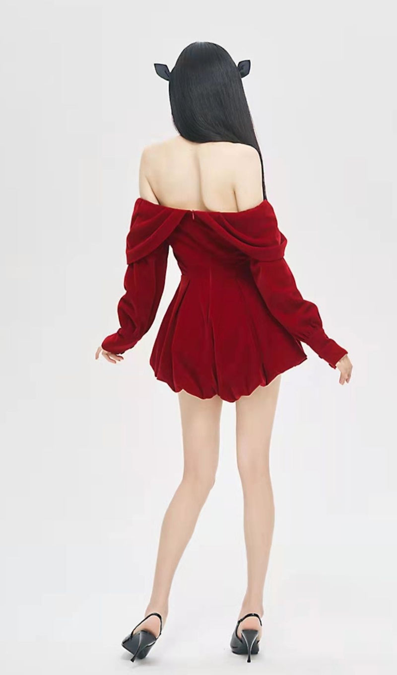 RED VELVET BLOOMERS JUMPSUIT