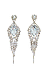 SILVER DIAMANTE TASSEL TEARDROP DROP EARRINGS JEWELLERY styleofcb 