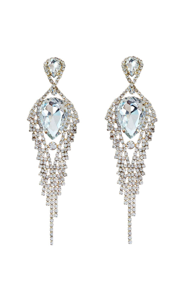 SILVER DIAMANTE TASSEL TEARDROP DROP EARRINGS JEWELLERY styleofcb 