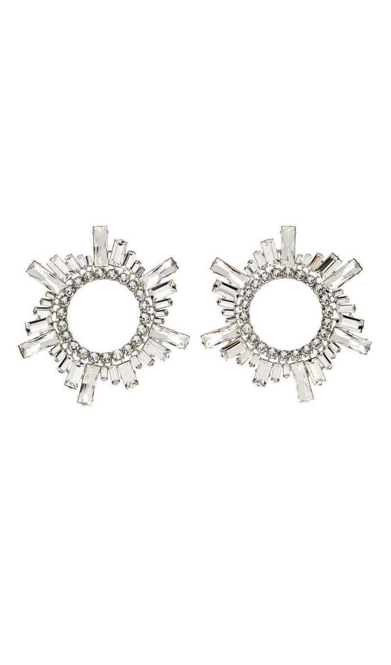 ANISA CRYSTAL HOOP EARRINGS IN SILVER