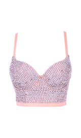 CRYSTAL BUSTIER TOP IN PINK