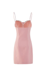 SATIN PEARL MINI DRESS IN PINK