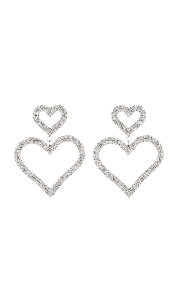 GOLD DIAMANTE HEART SHAPE DROP EARRINGS JEWELLERY styleofcb 