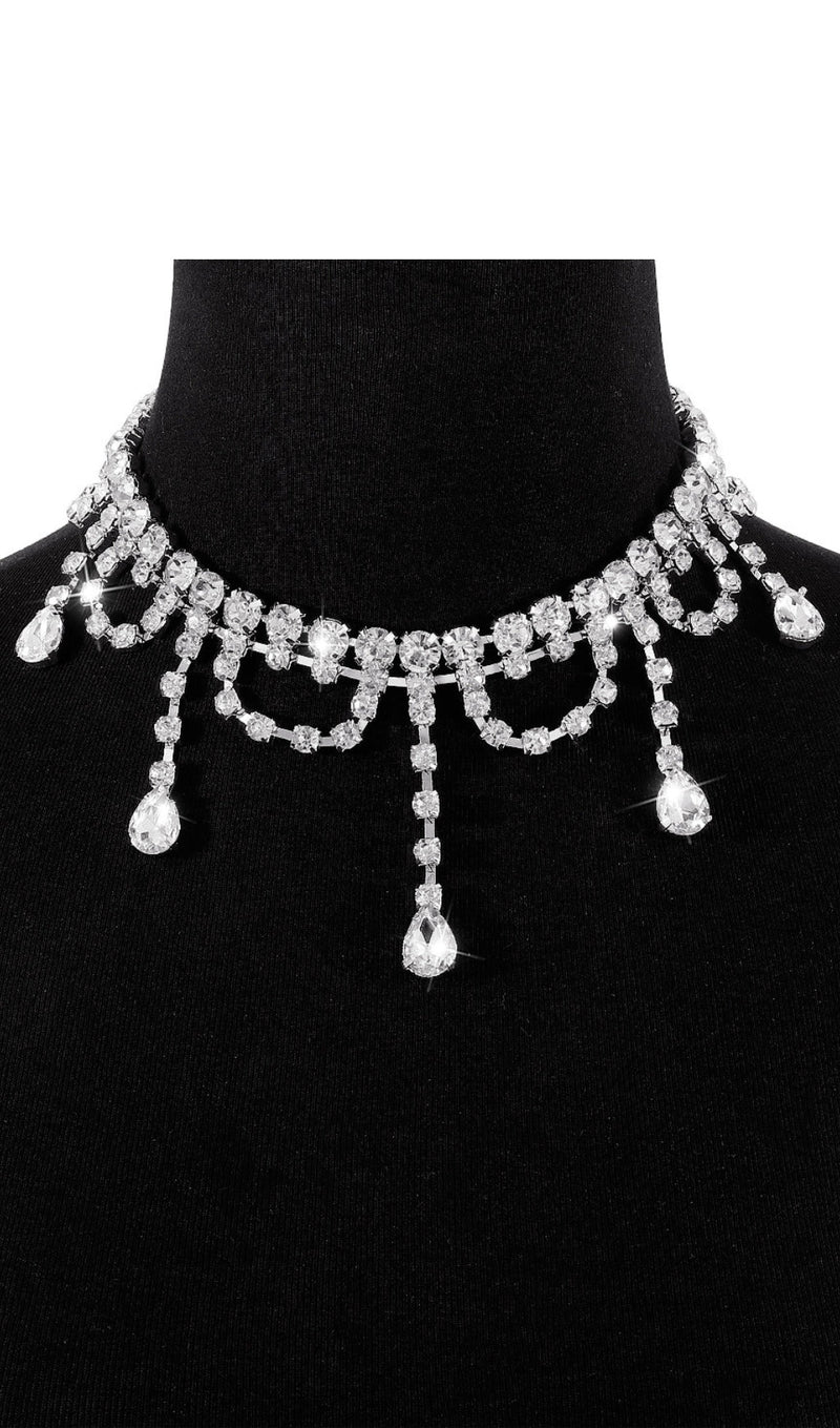 SILVER RHINESTONE TASSEL CLAW CHAIN