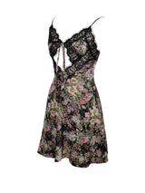 FLORAL PRINT SATIN MINI DRESS WITH LACE TRIM Dresses styleofcb 