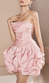 STRAPLESS BUD MINI DRESS IN PINK