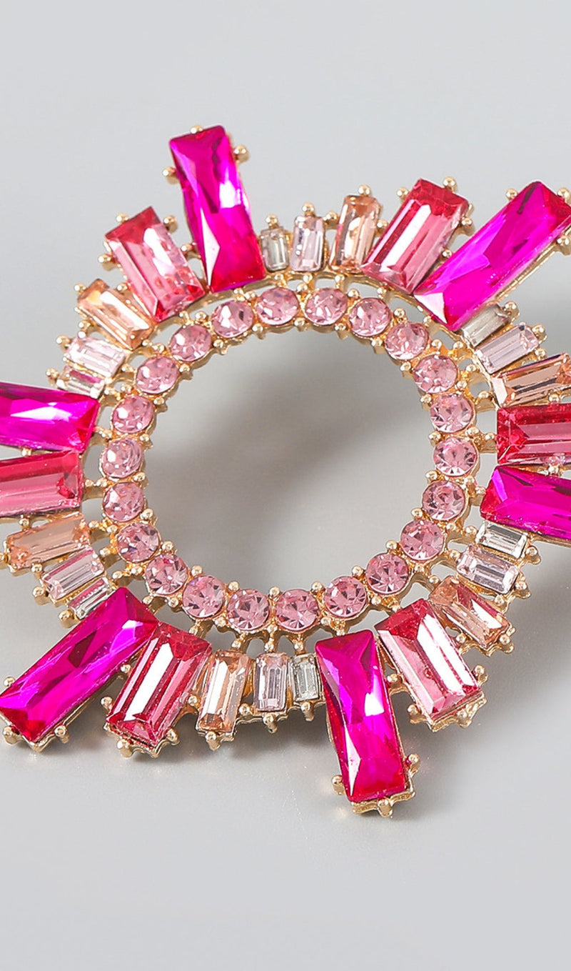 ANISA CRYSTAL HOOP EARRINGS IN PINK