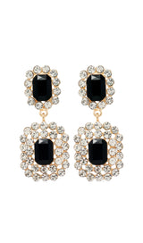 HUNTER RHINESTONE GEM DROP EARRINGS IN BLACK