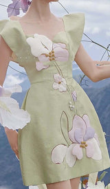 3D FLOWER BUTTERFLY SLEEVE MINI DRESS IN MINT DRESS STYLE OF CB 