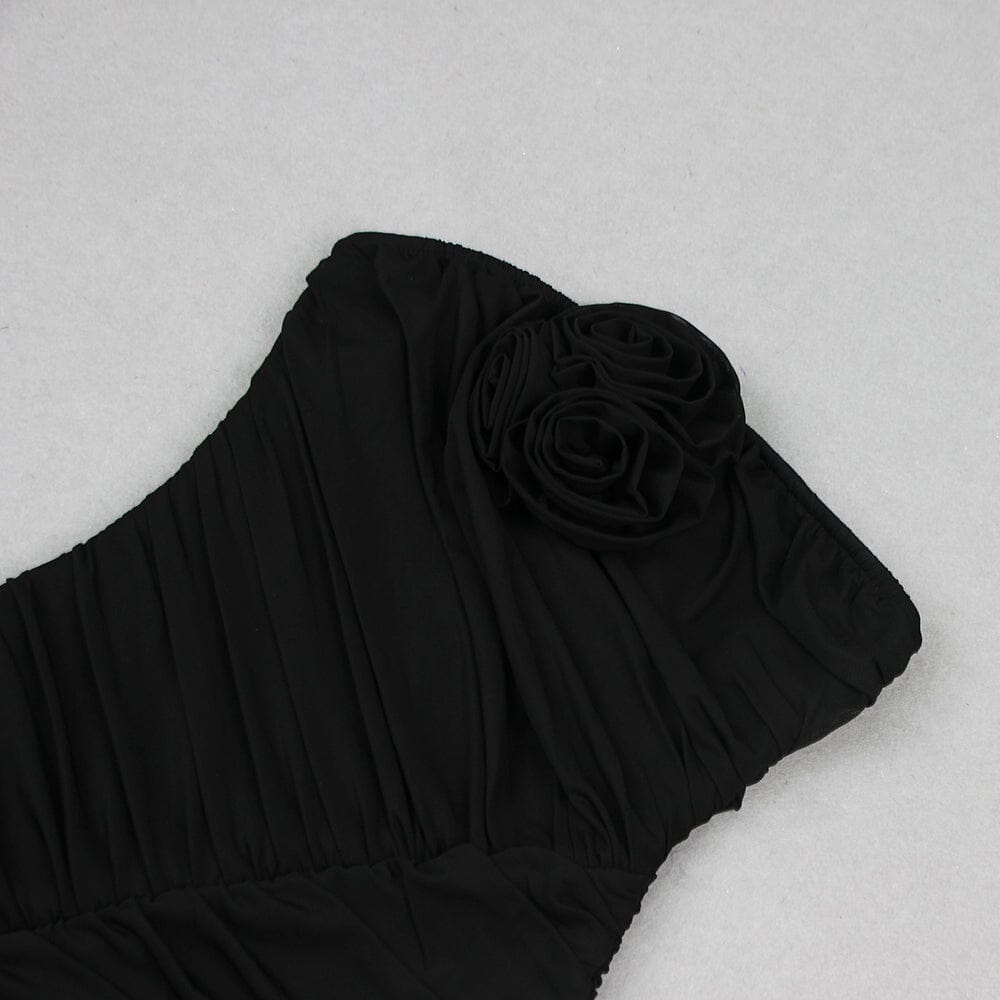 3D FLOWER STRAPLESS MINI DRESS IN BLACK DRESS STYLE OF CB 