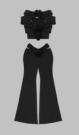 3D FLOWER-EMBELLISHED JUMPSUIT IN BLACK styleofcb 