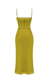 CHARTREUSE SATIN SLIP DRESS styleofcb 