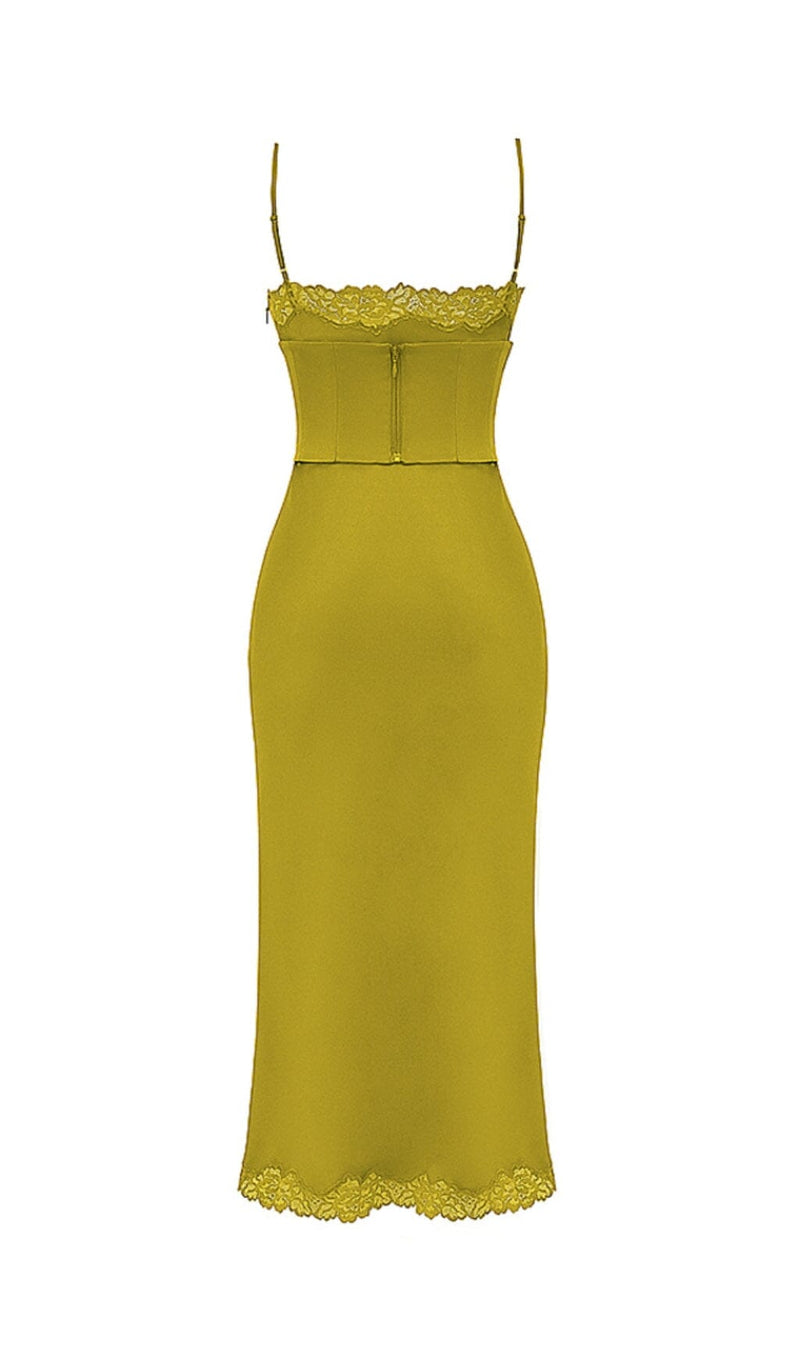 CHARTREUSE SATIN SLIP DRESS styleofcb 